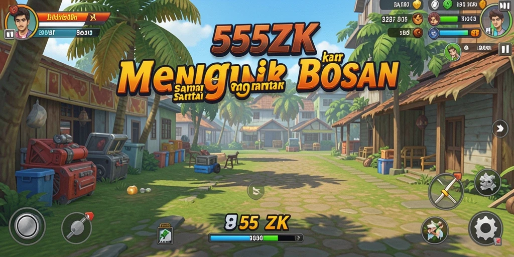Tampilan gameplay dari 555ZK yang ceria dan penuh tantangan.