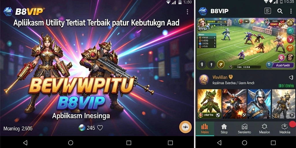 Tampilan utama B8VIP dengan fitur-fitur Utility yang lengkap.