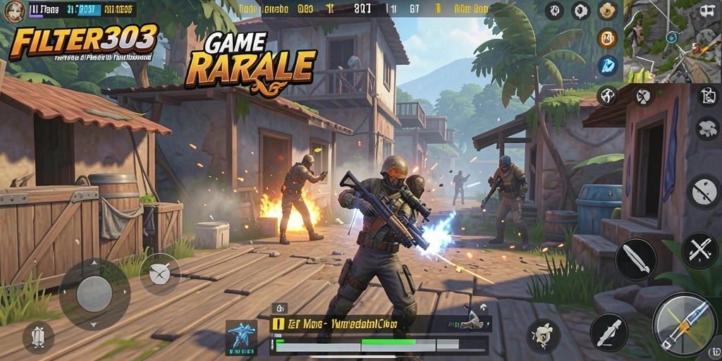 Gameplay aksi seru dalam FILTER303 Battle Royale.