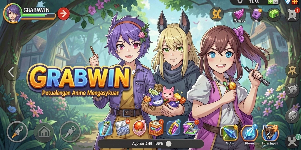 Tampilan gameplay Anime yang menakjubkan di GRABWIN.