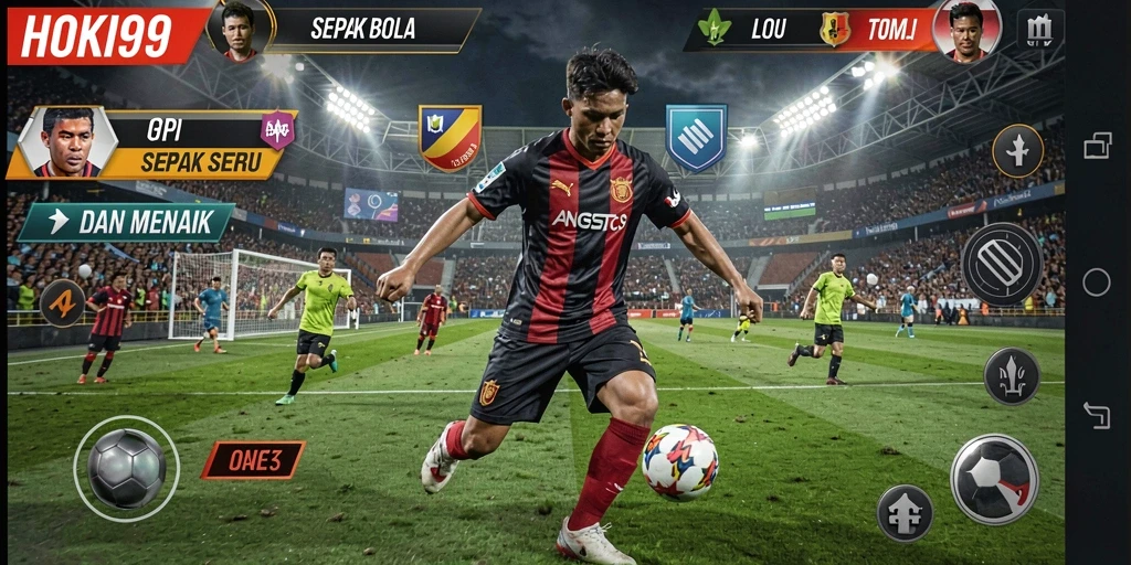 Tangkapan layar HOKI99 menampilkan aksi sepak bola yang mendebarkan.