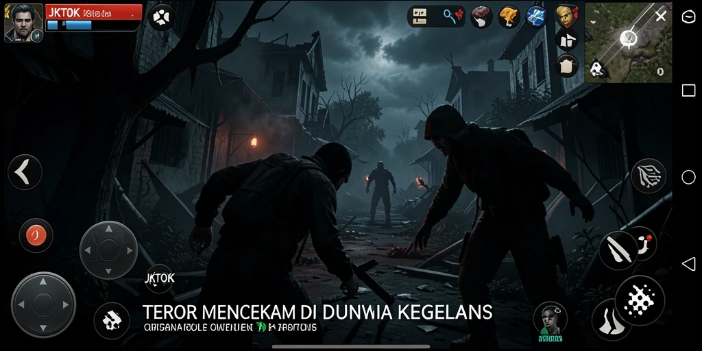 Screenshot gameplay menampilkan suasana horor yang mencekam dan menegangkan.