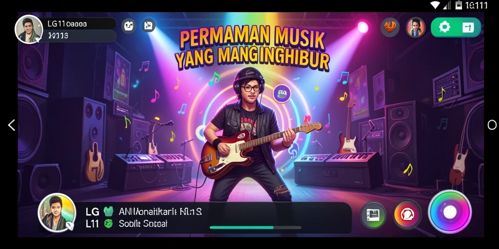 Screenshot gameplay LG111 yang menunjukkan pemain menikmati tantangan musik.