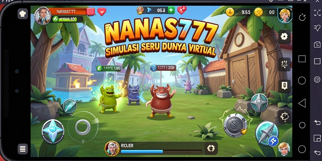 Tampilan gameplay NANAS777 yang penuh warna dan atraktif.
