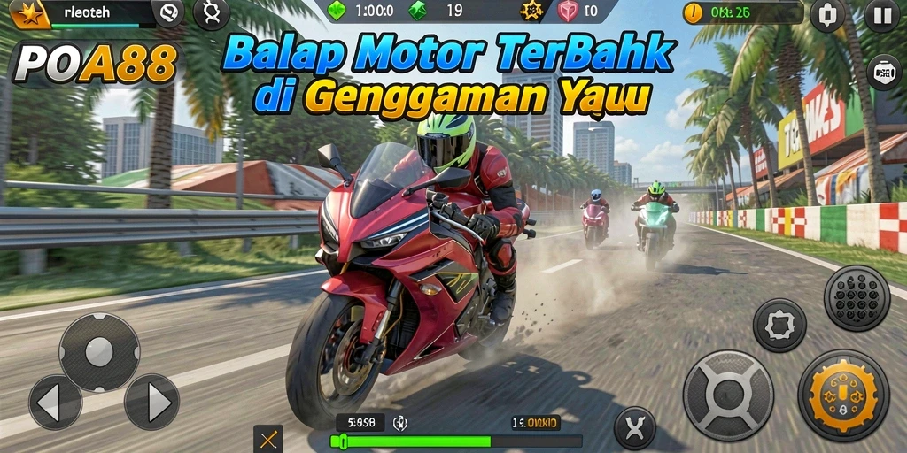 Gameplay mendebarkan dengan berbagai lintasan balap motor.