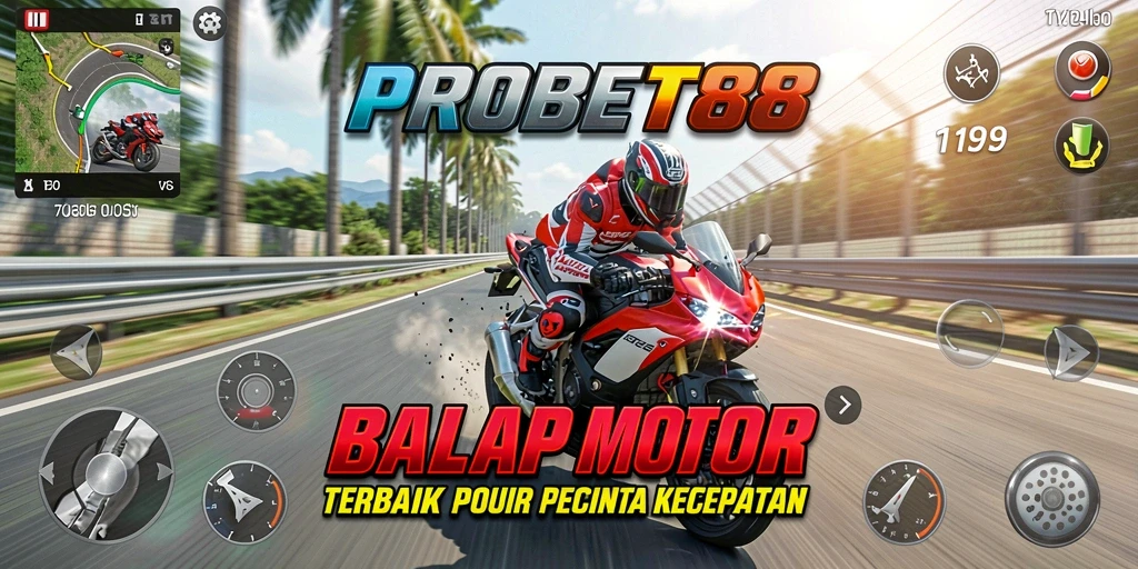 Tampilan gameplay PROBET88 menonjolkan kecepatan dan aksi balapan yang mendebarkan.