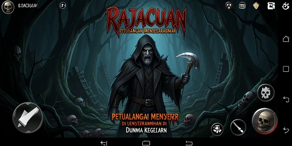 Screenshot gameplay RAJACUAN menampilkan suasana menakutkan yang mendalam.