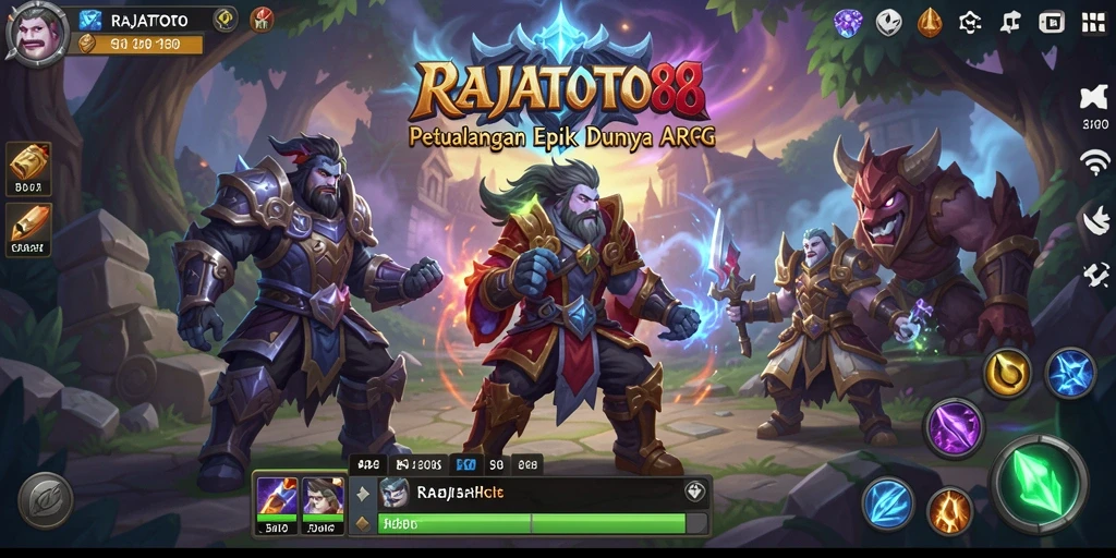 Screenshot gameplay RAJATOTO88 yang menampilkan pertarungan epik.