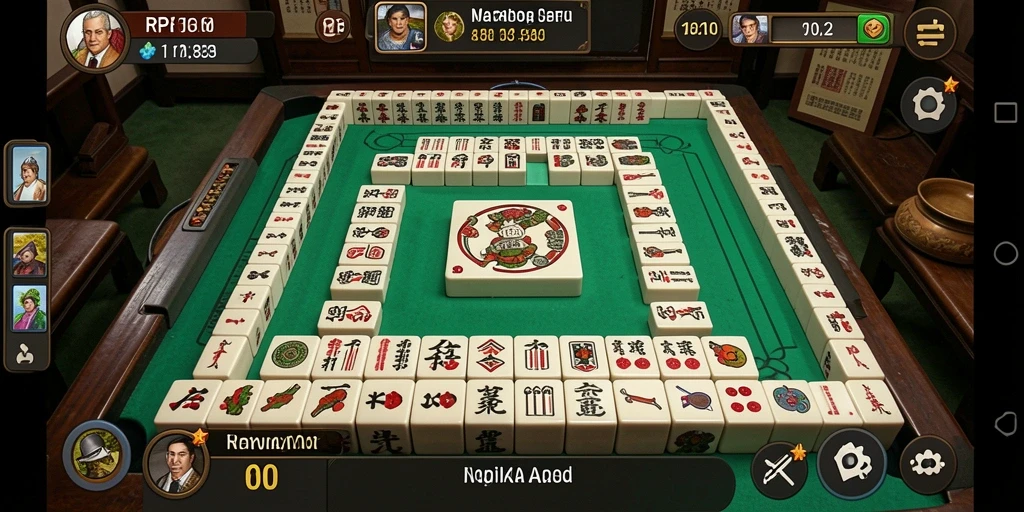 Tampilan gameplay RPRR yang menarik dan penuh warna dalam permainan Mahjong.