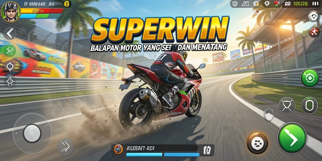 Gameplay balapan motor yang mendebarkan dan menyenangkan.