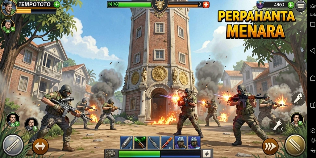 Gameplay menara pertahanan yang seru dan menantang.