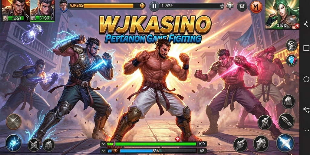 Screenshot gameplay seru WJKASINO menunjukkan aksi pertarungan yang mendebarkan.